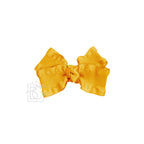 BROWN DOUBLE RUFFLE BOW ON CLIP