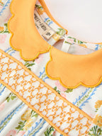 Fall Smocked Bubble with Scallop Collar