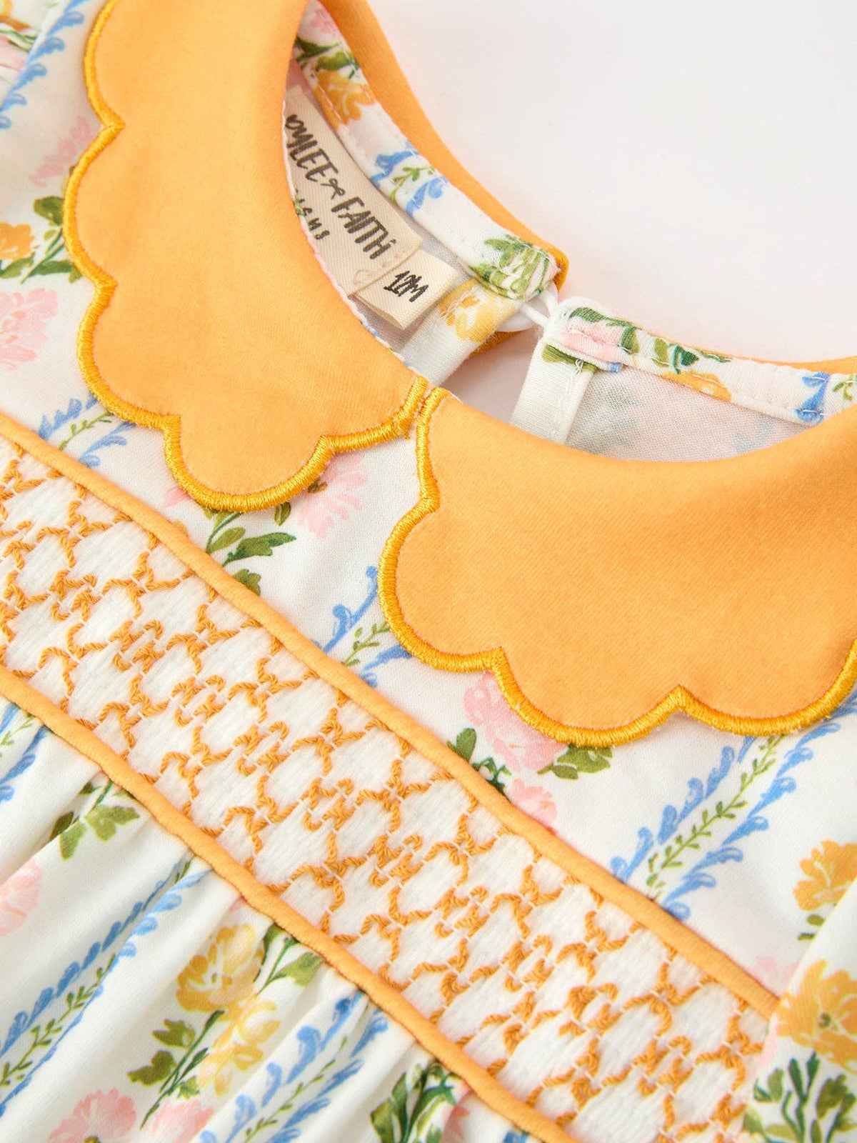 Fall Smocked Bubble with Scallop Collar